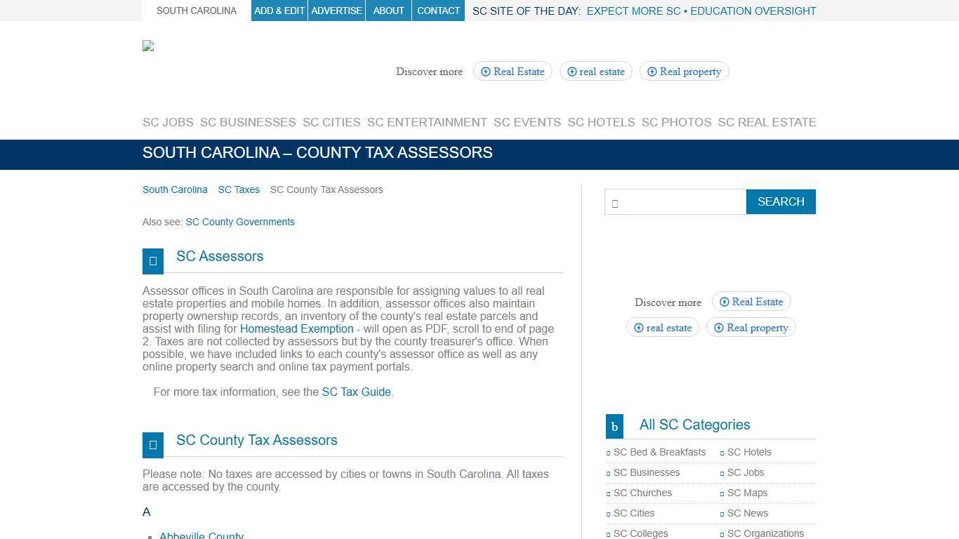 South Carolina - County Tax Assessors