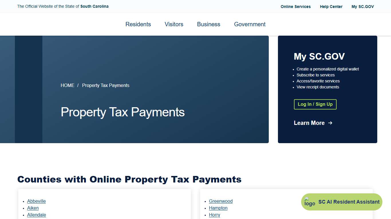 Property Tax Payments South Carolina